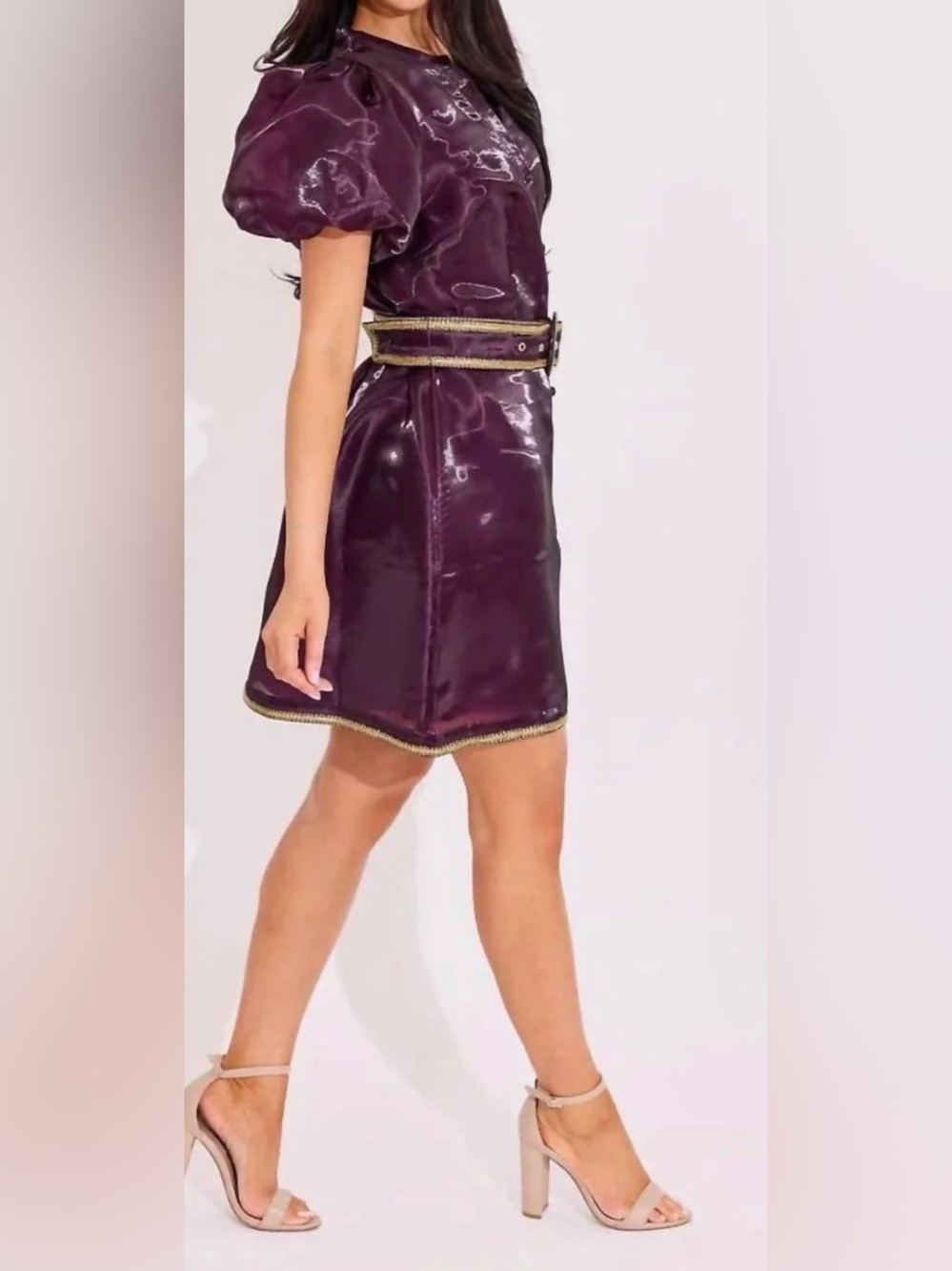 Alden Adair Plum Puff-Sleeve Mini Blakley Dress in Regal Purple - Picture 2 of 7
